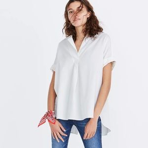 Madewell Courier Button-Back Shirt in White: small